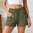thumbnail image 2 of Afdoent Womens Shorts Linen Shorts Casual Summer Shorts High Waisted Comfy Pull On With Pockets Fashion Vacation Clothes, 2 of 6