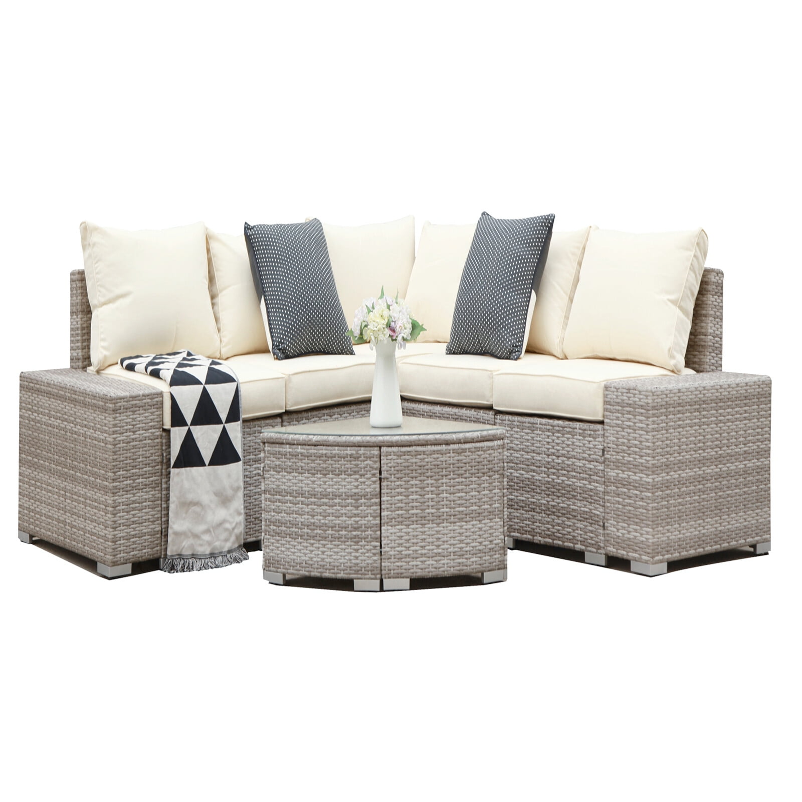 grey rattan seat cushions