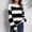 Black, variant on Lilgiuy Women's Round- Neck Stripe Splicing Recreational Pullover Knitting Sweater Long Sleeve Tops for Tennis Golf