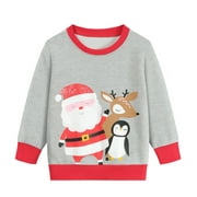 CM-Kid Toddler Boys Sweatshirt Christmas Cotton Pullover Casual Tops 5t