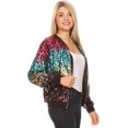 thumbnail image 4 of Anna-Kaci Womens Sequin Long Sleeve Front Zip Jacket with Ribbed Cuffs Small Gradient Color, 4 of 7