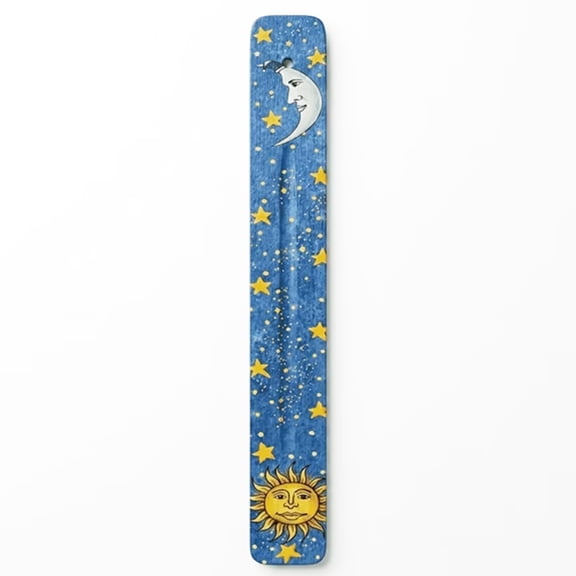 Hosley 10-Inch Long Wooden Incense Stick Holder, Hand-Finished Blue Incense Burner for Aromatherapy, Home Decor, and Yoga Meditation