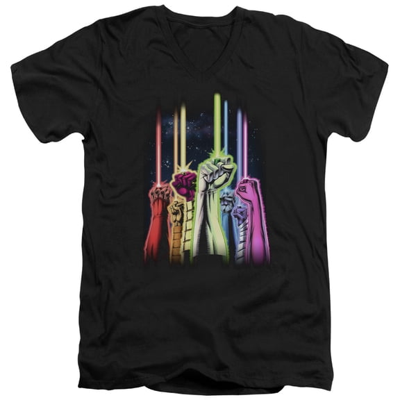 Green Lantern Rainbow Corp S/S Adult V-Neck T-Shirt Black