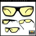 thumbnail image 3 of 80s Narrow Rectangle Sport Monoblock Shield Plastic Sunglasses Black - Yellow, 3 of 8