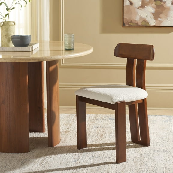 Safavieh Cayde Modern Wood Dining Side Chairs, Cream / Walnut