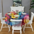 thumbnail image 2 of Colorful Abstract Pattern Round Tablecloth 60"x60",Wrinkle Wipeable Table Cloth for Kitchen Dining Room Picnic Patio Party, 2 of 6
