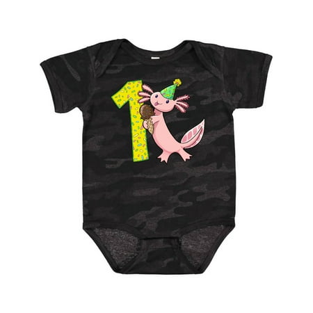 

Inktastic 1st Birthday Axolotl with Ice Cream Gift Baby Boy or Baby Girl Bodysuit