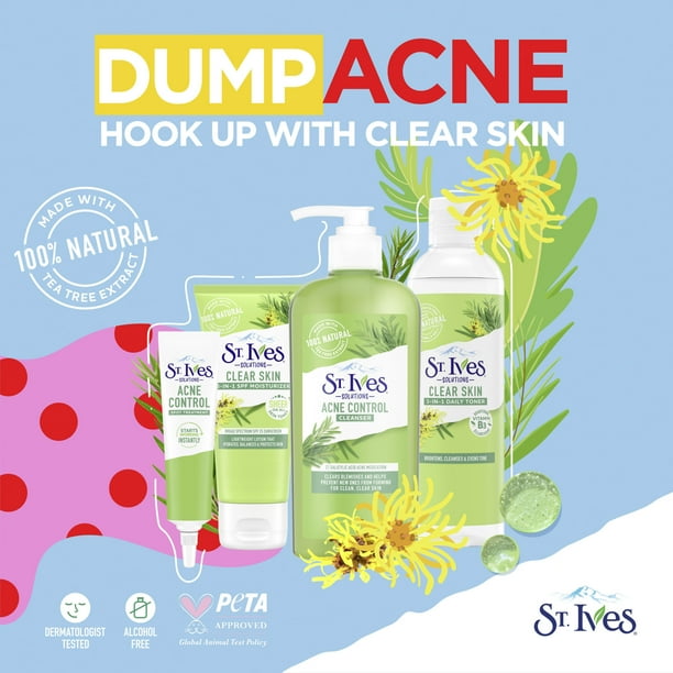 St. Ives Gentle Exfoliator Acne Control Facial Wash with Tea Tree