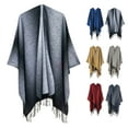 thumbnail image 3 of Womens Shawls, Duoif Women Soild Color Blocking Autumn Spring Winter Windproof Warm Fashion Cloak Shawl Cardigan Shawl Wraps for Women Red, 3 of 3