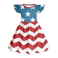 thumbnail image 6 of Miqool Toddler Girls 4th of July Dresses Kids American Flag Ruffled Cap Sleeve Swing Sundress Birthday Patriotic Party Dress 3-14 Years, 6 of 7