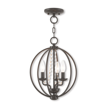 

Mini Chandeliers 3 Light Arabella With Steel Drum English Bronze size 12 in 180 Watts - World of Crystal