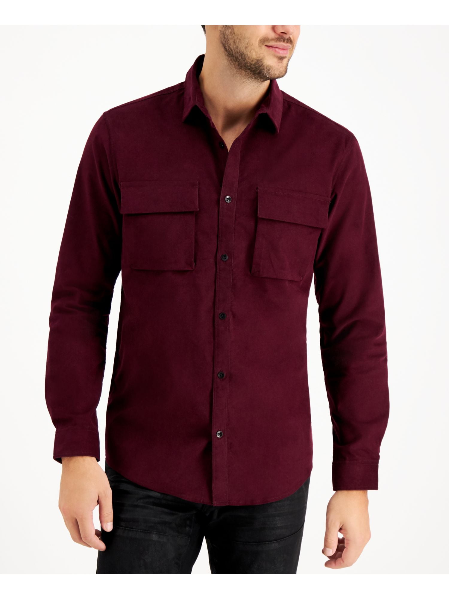 INC Burgundy Long Sleeve Button Down Casual Shirt S - Walmart.com