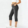 thumbnail image 4 of Hurxie Jean Capri Pants for Women High Waisted Ripped Skinny Jeans Stretchy Denim Capris Cropped Jeggings with Pockets Black,2XL, 4 of 6