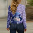 thumbnail image 4 of Women's Long Sleeve Shirts with Cute Print Graphic Tees Design, Blouses Casual Plus Size Basic Tops Pullover, Fashion Christmas Snowman Print Round Neck Top for Winter Wear,Sky Blue,2XL, 4 of 7