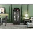thumbnail image 3 of SUXXAN 73-Inch Tall Metal Arched Display Cabinet with Glass Doors and Drawers, Curio Kitchen Pantry Cabinet for Living Room, Assembly Required, Black, 3 of 10