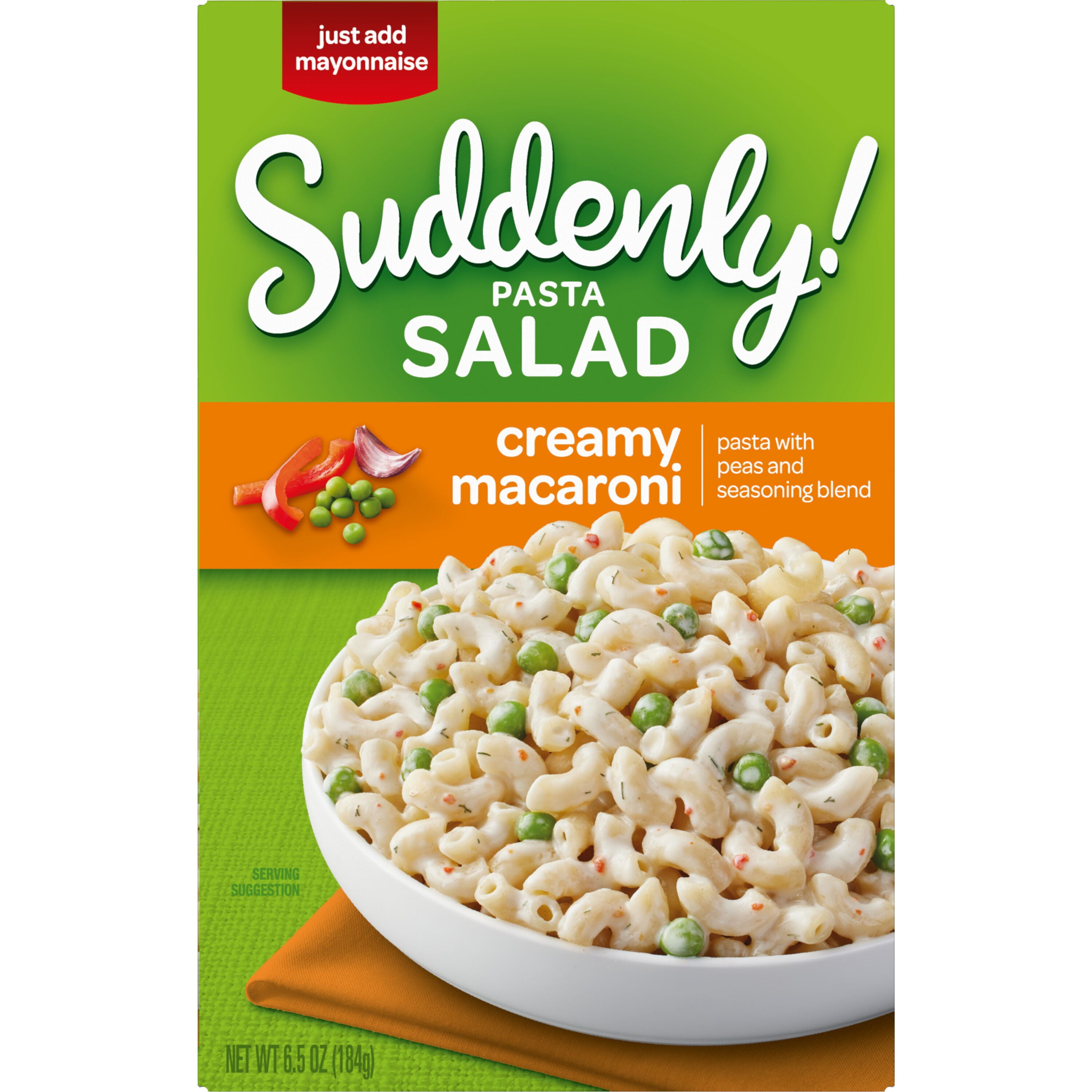 Suddenly Salad Creamy Macaroni Pasta Salad Mix with Peas & Seasoning, 6.5 oz Box
