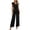 #0001-Black, variant on Women's 2 Piece Matching Lounge Set Sleeveless Surplice V Neck Tie Waist Peplum Top High Waist Wide Leg Pants Set