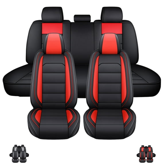 Tailored Fit For Toyota Tacoma 2005-2023 Car Seat Covers Front&Rear Seat Waterproof PU Leather Protector,Black&Red