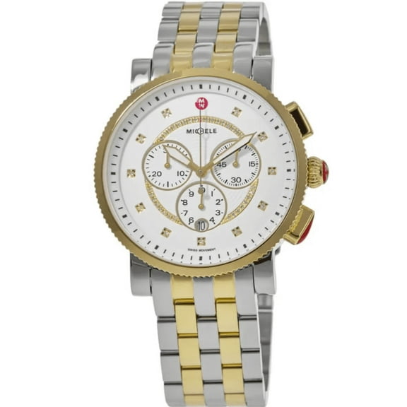 Michele Sport Sail White Diamond Dial Two-Tone Steel Women's Watch MWW01K000121