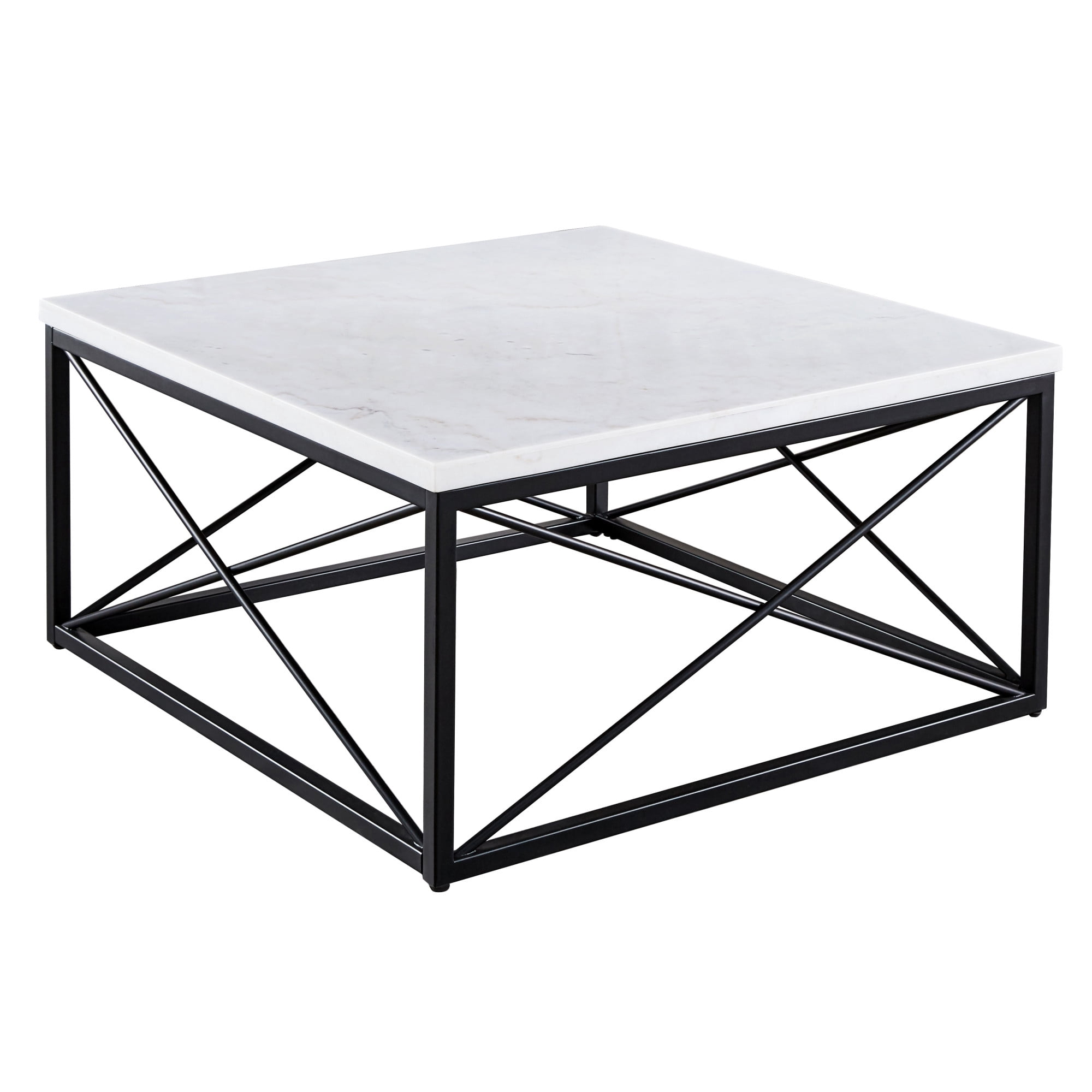 Steve Silver Skyler White Marble Top Square Coffee Table