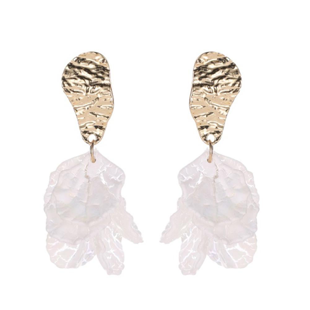 Art Deco White Daisy Flower Earrings Crystal Drop Gold Hoop Vintage Style Gift. 
