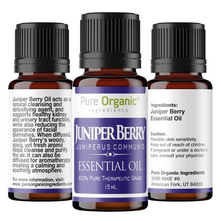 Juniper Berry Pure Essential Oil 5 mL by Pure Organic Ingredients, All Natural, No Fillers, Healthy Kidney & Urinary Tract Function, Detox, Reduce Skin Blemishes, Convenient Dropper Cap