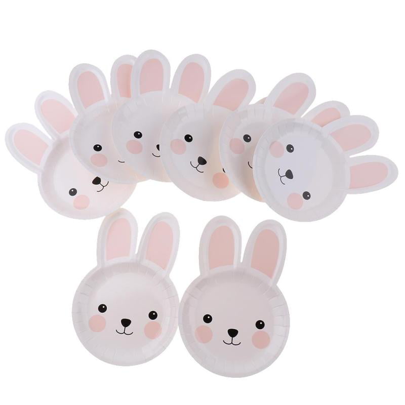 8pcs Happy Easter Bunny Paper Plates Birthday Party Tableware Decoration