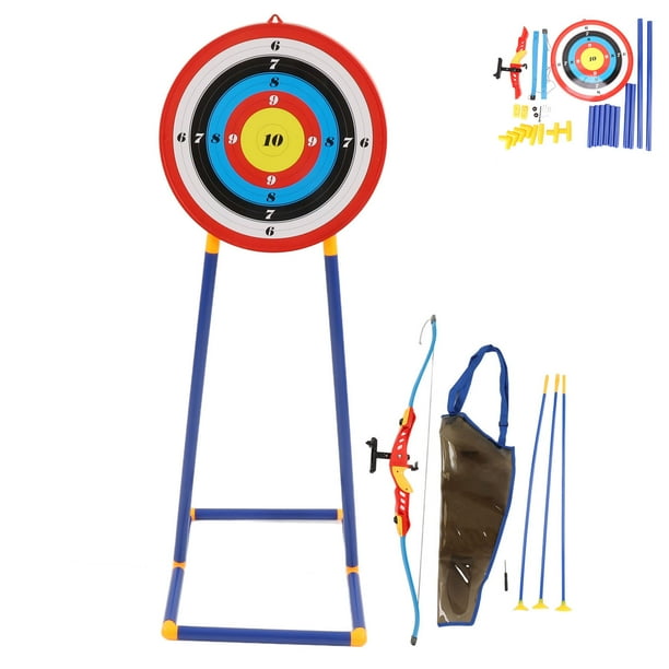 Juego de flechas de arco para niños, simulación de succión, puntas de flecha, juguete de entrenamiento de tiro con arco para niños con objetivo de pie desmontable.