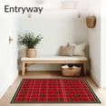 thumbnail image 3 of ODIKA 4'x6' Machine Washable Non-Slip Area Rug, Traditional Holiday Tartan Inspired with Interlocking Plaid and Holly High Traffic Rug with Pad, Red, 625715, 3 of 8