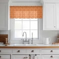 thumbnail image 3 of Orange Morocco Valance Curtains for Kitchen/Living Room/Bathroom/Bedroom Window, Rod Pocket Small Topper Half Short Window Curtains Voile Sheer Scarf, Geometric Leaf Diamond Lattice Abstract 42"x18", 3 of 8