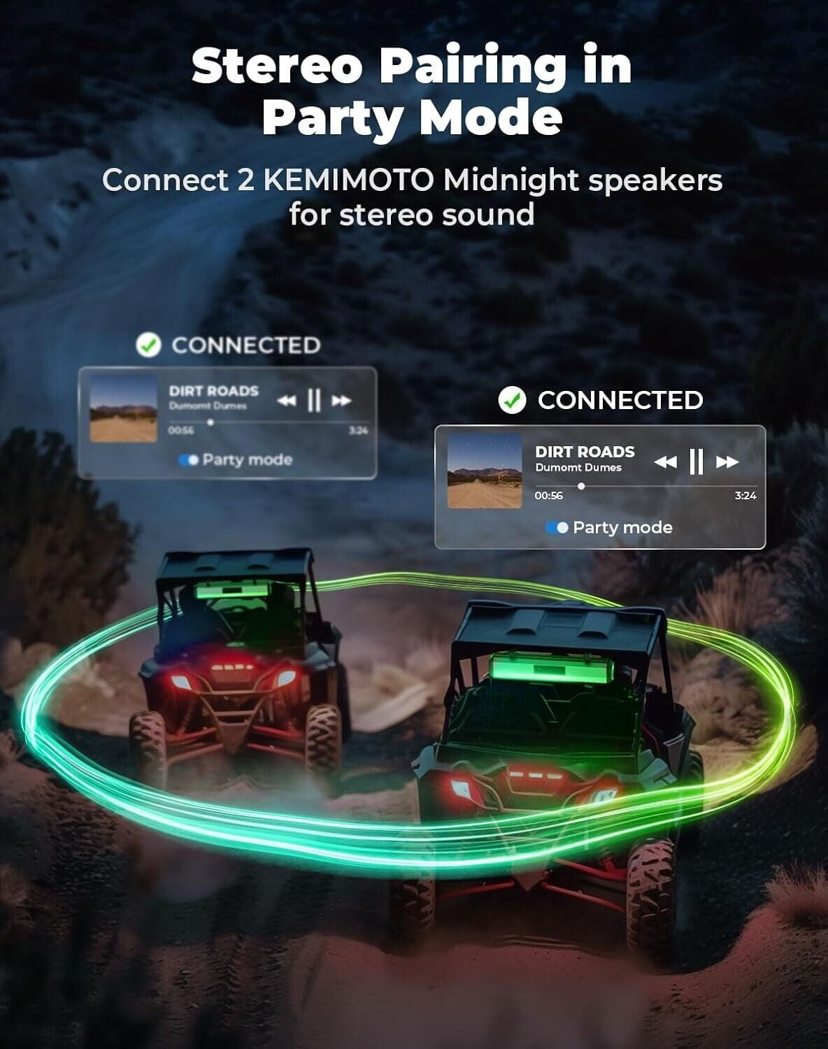 Kemimoto Midnight S80 32" Rgb Utv Sound Bar Ip66 Waterproof for Polaris Can Am Golf Cart Marine Atv