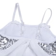 thumbnail image 6 of Venjoe Kids Sequin Ballet Dress Sparkly Dance Leotard Girls Shiny Lyrical Dress Princess Bow Back White M, 6 of 7