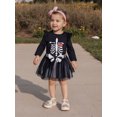 thumbnail image 4 of BemeyourBBs Baby Girls Halloween Outfits Skeleton Print Romper and Striped Skirt, 4 of 9