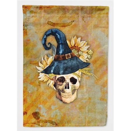 Day of the Dead Witch Skull Flag Garden Size