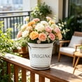 thumbnail image 4 of Naittoop Rustic Metal Flower Bucket Vintage Metal Handled Flower Pots Planter Bucket Herb Flower Holder for Railing Fence Balcony Deck Garden Home Decor 5 in White, 4 of 6