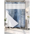 thumbnail image 4 of Blue No Hook Shower Curtain Waterproof,Bathroom Curtains with Snap in Liners and See Through Top Window,Retro Oil Painting Modern Abstract Art Aesthetics Hotel Style Bathtub Curtains Shower 66"Wx72"L, 4 of 8