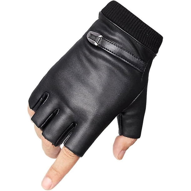 Long Keeper Guantes Sin Dedo De Cuero Genuino Para Hombre – Transpirables Para Moto, Ciclismo O Táctica, Ajuste Cómodo Y Protección (Negro)
