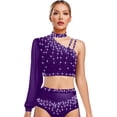 thumbnail image 1 of iiniim Women Shiny Rhinestone Dance Top Ballet Dance Adult Contemporary Shiny Crop Tops Purple M, 1 of 5