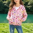 thumbnail image 2 of UAYOTSE Little Girls Cute Cartoon Animal Print Hooded Zip Jacket Lightweight Casual Outerwear for School Daily Wear,Sizes 7-8 Years, 2 of 5