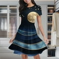 thumbnail image 2 of Moonlit Ocean Waves Women's Classic Swing Skater Dress Casual Work Party Cocktail Dresses, 2 of 6