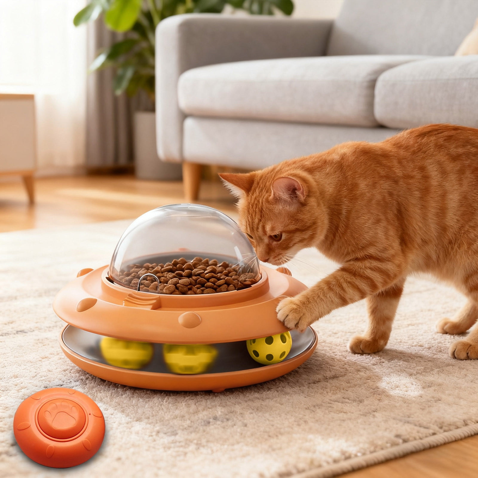 Interactive Puzzle Toy for Dogs Automatic Feeder Enrichment Dispenser with Remote Control Rechargeable Electronic Track for Mental Stimulation and Training