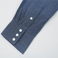 thumbnail image 6 of Coevals Club Men's Denim Button Up Western Cowboy Pearl Snap Long Sleeve Shirt Classic Casual Workwear 03 Blue Small, 6 of 7