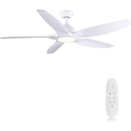 

White Ceiling 60‘‘ with Lights and Remote Modern Large Noiseless Reversible DC Motor Large Indoor for Kitchen Bedroom Room