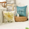 thumbnail image 5 of Home Sweet Home Spring Summer Flowers Yellow Throw Pillow Covers, 18 x 18 Inch Blue Cushion Case for Sofa Couch Set of 4, 5 of 6