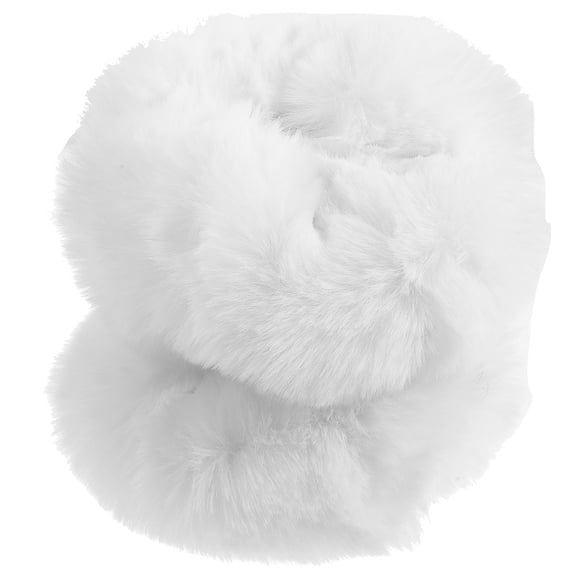 LOLIPPYY 1Pair Fluffy Winter Wrist Cuffs White Warm Soft Windproof Outdoor Accessories