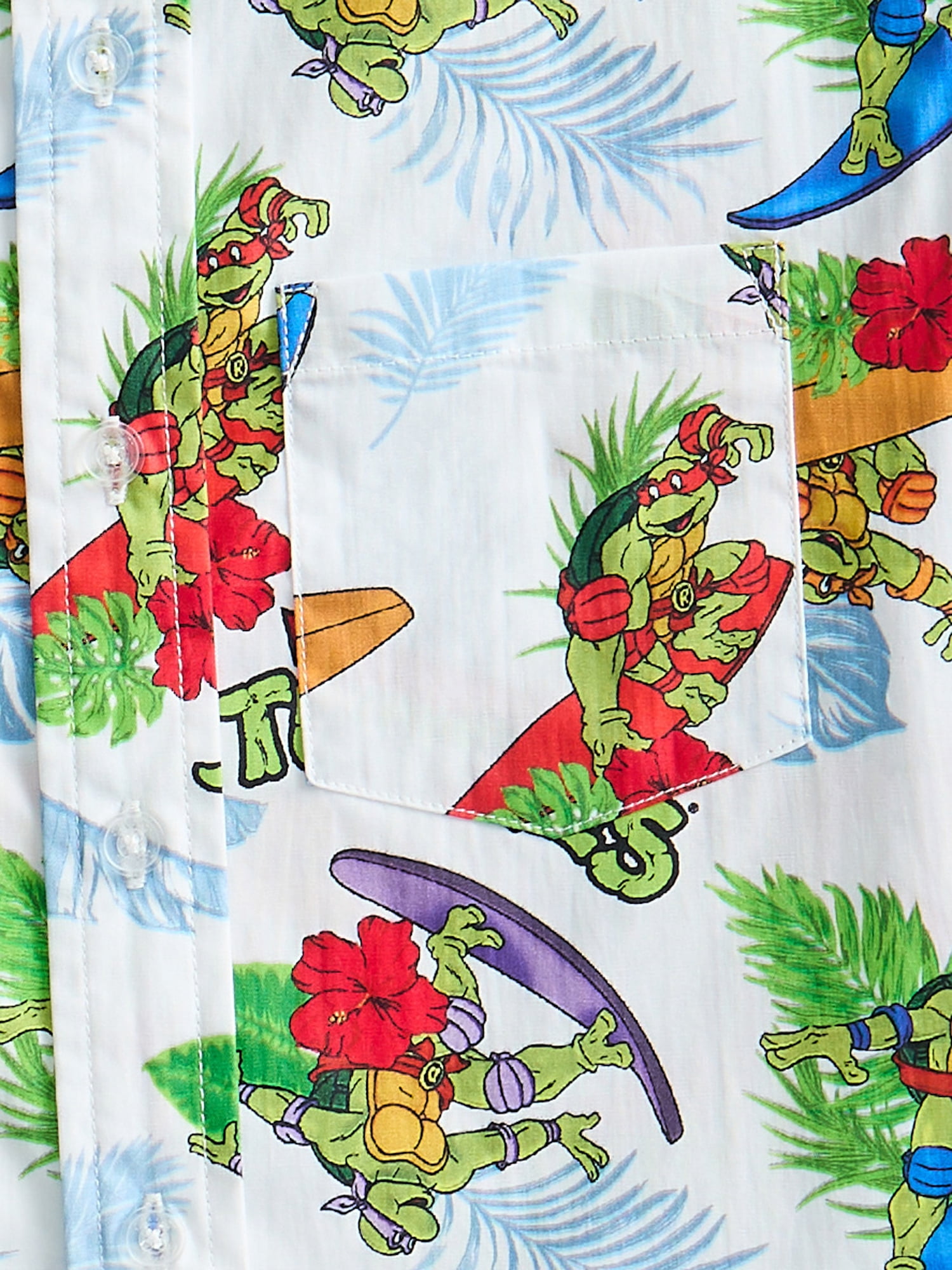 Teenage Mutant Ninja Turtles Boys Cotton Graphic Button Up Shirt with Short Sleeves, Sizes 4-18