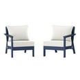 thumbnail image 2 of WestinTrends Avalon Outdoor Patio HDPE Loveseat Sofa with Patio Cushions, Navy Blue/White, 2 of 5