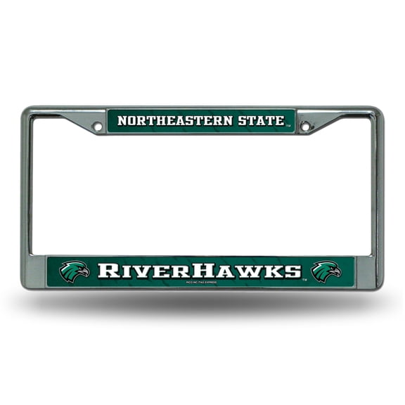Northeastern State Riverhawks Chrome Metal License Plate Frame