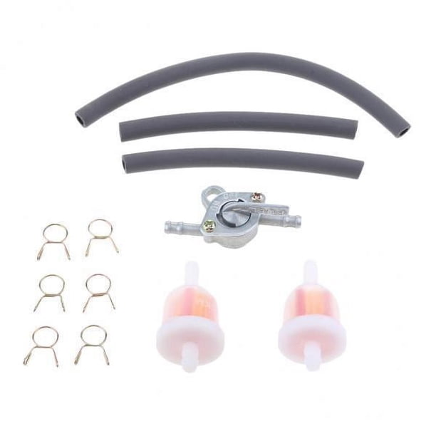 Manguera de tubo de y combustible de 2x6mm + 4 clips + interruptor de tanque negro 4 piezas