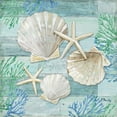 thumbnail image 3 of Gango Home Decor Coastal Watercolor Beach Decor | Blue, Green & Cream Shell & Starfish; Two 12x12in Hand-Stretched Canvases, 3 of 5